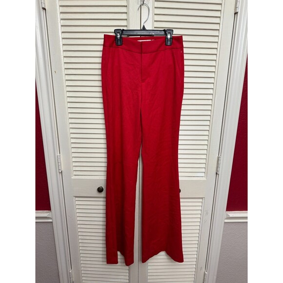 Alice Olivia Ardell Straight Leg Pleated Trouser Pants Paprika